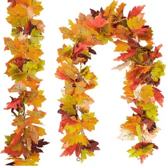 3 Pack Fall Maple Leaf Garland 5.7Ft/Piece Artificial Autumn Maple Leaves Hanging Foliage