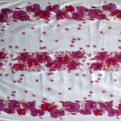 1 Yard Hibiscus Triple Border Polyester Fabric, 60 Inches Width, Durable Print Textile Red