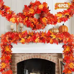 4 Pack Thanksgiving Fall Decorations for Home Porch, (Red)