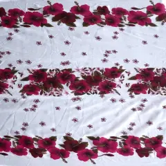 1 Yard Hibiscus Triple Border Print Polyester Fabric for Sewing, Apparel, and Craft Projects 60 Inch Width Burgundy