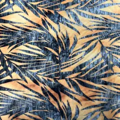 1 Yard Palm Tree Floral Burnout Stretch Velvet Spandex Fabric 60 Inches Width Gray