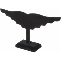 Plymor Black Velvet Wing Style, Ten Pair Earring Display Stand, 12.5" W x 6.5" H
