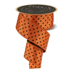 2.5" Polka Dot Striped Fused Ribbon: Orange (10 Yards)