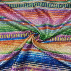 1 Yard Bold Rainbow Striped Shattered Glass Spandex Fabric for Costumes Dancewear Leggings(36" x 60") Inches Wide