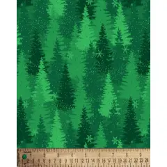 Christmas Forest Trees Cotton Fabric | By the Yard | Sewing and Crafting | 44 inches wide