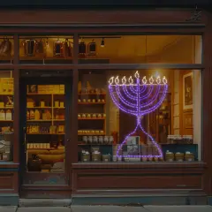 Northlight LED Lighted Hanukkah Rope Light Menorah - 4.5' - Blue/Clear Lights White