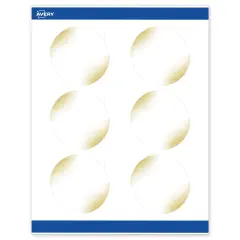 Avery Printable Round Labels with Sure Feed Technology, Pre-Printed Gold Blush Pattern, Matte White, 3" Diameter, Laser & Inkjet Compatible, 60 Total, Great for Branding, Marketing, and Events