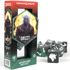 Dungeons & Dragons: D&D Adventure Dice: Legend of Drizzt -Green-Black, 16pc RPG Set, Ranger Symbols, Roleplaying Game Accessory, Sirius Dice, Licensed