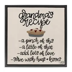 Stupell Industries Grandma's Dessert Recipe Framed Floater Canvas Wall Art Design by Stephanie Dicks