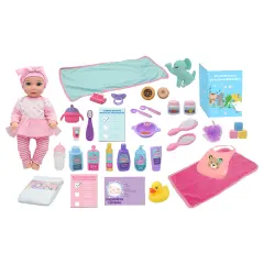 Cuddle Kids: Love N' Feed Playset - 15" Baby Doll - Pink Tutu Outfit - Cuddly Elephant Plush, 33pc Care Toy Accessories, Hard Body, Kids Age 3+