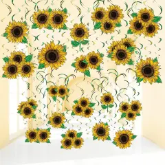 30 Pcs Sunflower Hanging Swirls Decorations Sunflower Party Supplies Summer Sun Flower Ceiling Decor