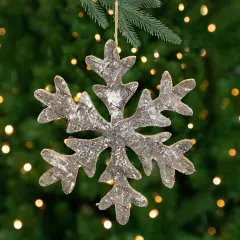 Northlight Wooden Snowflake Christmas Ornament - 10" - Silver and Gold