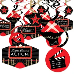 Big Dot of Happiness Red Carpet - Movie Night Party Hanging Decor - Party Decoration Swirls - Set of 40