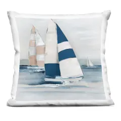 Stupell Industries Striped Sailboat Voyage Decorative Printed Pillow design by Sally Swatland, 18 x 7 x 18
