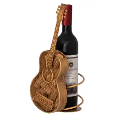 Vintiquewise Decorative Metal Guitar Shape Wine Bottle and Cork Holder &ndash; A Unique Home Decor Piece and Countertop Accessory for Kitchens, Bars, and Dining Rooms, Great Collection for Wine Lovers