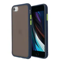 Translucent Matte Case For iPhone SE 2020 (2nd Gen), Hybrid Hard Back Soft Edges TPU Full Body Cover Dark Blue/Green, by Insten
