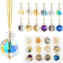 12pcs Crystal Suncatcher Hanging Ball Ornaments Glass Pendants Mini Christmas Tree Crystal Ornament Decorative Prism Balls Small Iridescent Glass Ball