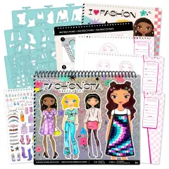 Fashion Angels: Sketch Portfolio Set - Fashionista - Fashion Outfit Design Pad, 4 Stencil Sheets, 100+ Holographic Foil Stickers, Girls-Tweens-Kids 6+