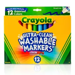 Ultra-Clean Markers, Broad Line, Assorted Colors, 12 Count