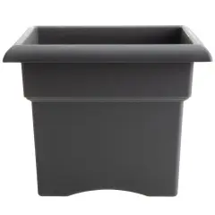Bloem Veranda Square Deck Box Planter: 18" - Charcoal - Matte Finish, Weatherproof Plastic, Optional Drainage Holes, For Indoor and Outdoor Use, Gardening, 9 gallon capacity
