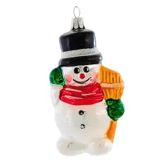 Golden Bell Collection 4.5 Inch Snowman With Broom Christmas Tree Ornament , Christmas Decor Ornament Frosty Multicolored