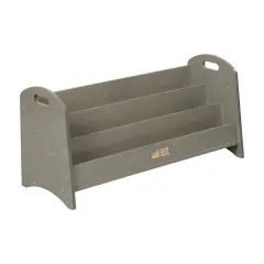 3-Shelf Floor Book Display with Handles, Beginner Bookshelf Grey Wash