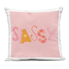 Stupell Industries Pink & Yellow Sassy Typography Outdoor Printed Pillow design by Sazerelli Designs, 18 x 7 x 18