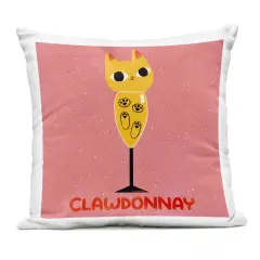 Stupell Industries Clawdonnay Feline Wine Outdoor Printed Pillow design by Carrie Cantwell, 18 x 7 x 18