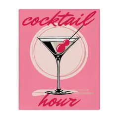 Stupell Industries Cocktail Hour on Pink Canvas Wall Art Design by Elizabeth Medley