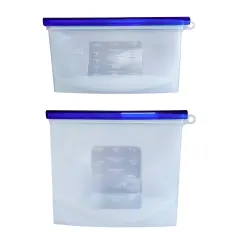 7Penn Silicone Food Storage Bag 500mL and 1000mL - 2pk Blue Reusable Food Bags