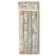 Stamperia Polyester Fabric 12"X12" 4/Pkg-Brocante Antiques