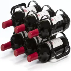 Mango Steam 6 Bottle Counter-top Wine Rack - Storage Organizer for Kitchen Black