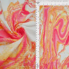 1 Yard Marble Print Yummy Rib Knit Fabric 4x2 Soft Stretch 58/60 Inches Wide PINK/ORANGE