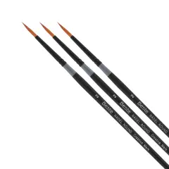 Creative Mark Beste Golden Taklon Nadel Round #2 - 3 Pack Artist Brush, Professional Watercolor Brushes, For Acrylic Painting, Short Handle, Sharp Edges, Hand-Tied & Shaped