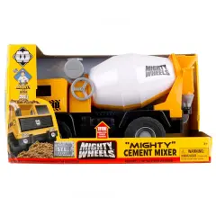 Mighty Wheels: 16" Mighty Cement Mixer Truck - Sounds Construction Toy Vehicle, Realistic Side Crank Spinning Drum, Indoor-Outdoor Play, Kids Ages 3+