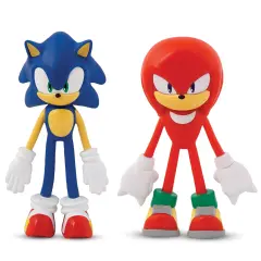 FleXfigs: Sonic & Knuckles - 2 Character Pack - Sonic The Hedgehog Articulated Action Figures, Flex It - Pose It!, Collectible Toy Miniatures, Kids 3+