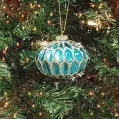 Blue Ice Glass Ball Christmas Ornament