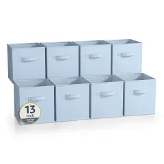 Sorbus Large 13" Storage Bins - 8 Pack Sturdy Collapsible Fabric Storage Cubes with Handles - Pastels Pastel blue