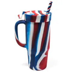 32oz Silicone Humbler W/ Lid & Straw, The Patriot (Red, White, Blue)