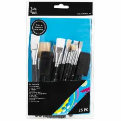 Brea Reese: Brush Set: Value Pack - 25pc - Premium Natural Boar Bristles, Storage Pouch, Perfect for Watercolor & Acrylic Paints, Adult Art Supplies