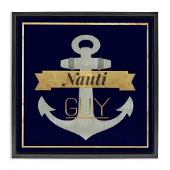 Stupell Industries Nauti Guy with Anchor Framed Floater Canvas Wall Art Design by Graffi*tee Studios
