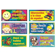Poster Pals Spanish Educational & Language Variety Teaching Posters,Bilingual Charts, Classroom Decoration and instruction, FSL, 6 Poster Set