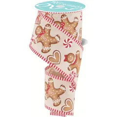 2.5" Gingerbread Stripe Ribbon: Cream (10 Yards)