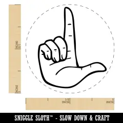 Loser L Hand Sign Symbol Self-Inking Rubber Stamp for Stamping Crafting Planners Sky Blue