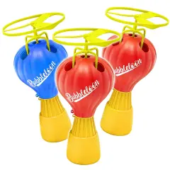 Lanard: Bubble Club Bubbleloon 3 Pack Bundle - Blue & 2 Red, Bubble Helicopter Flying Toys, Rip Cord Launcher, Easy Setup, Outdoor Play, Kids Ages 3+