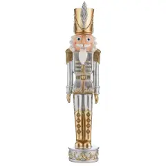 Haute Decor 37 Inch Tall Gold and Silver Nutcracker - Decorative Christmas Nutcracker for Indoor/Outdoor Use - Large Nutcracker for Holiday Decoration