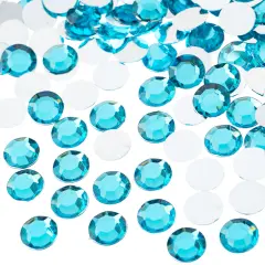 John Bead 10mm (SS45) Round Acrylic Flat Back Rhinestones, 500pcs Aqua