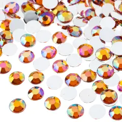 John Bead 8mm (SS39) Round Acrylic Flat Back Rhinestones, 1000pcs Orange AB