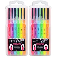 LePen&reg; Flex, 6 Neon Colors Per Pack, 2 Packs