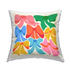 Rainbow Bows Ribbon Shapes Decorative Printed Throw Pillow Design by Carrie Cantwell, 18 x 7 x 18